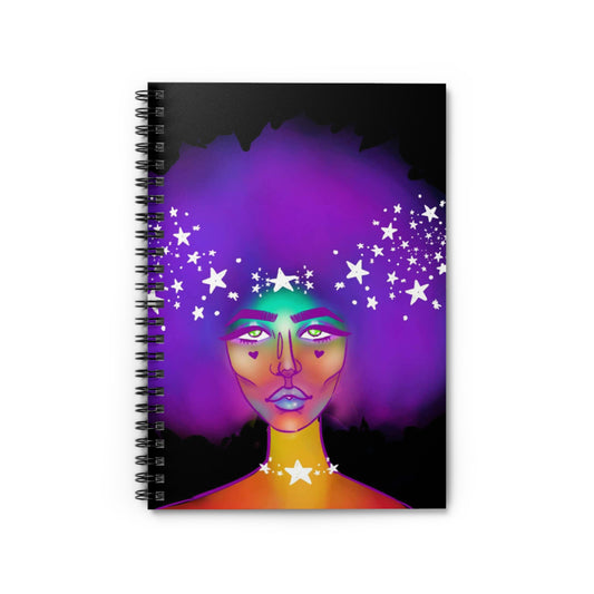 Colorful Spiral Notebook - Starry Hair Art, Cosmic Journal, Unique Gift for Her, Inspirational Notebook, Aesthetic Stationery