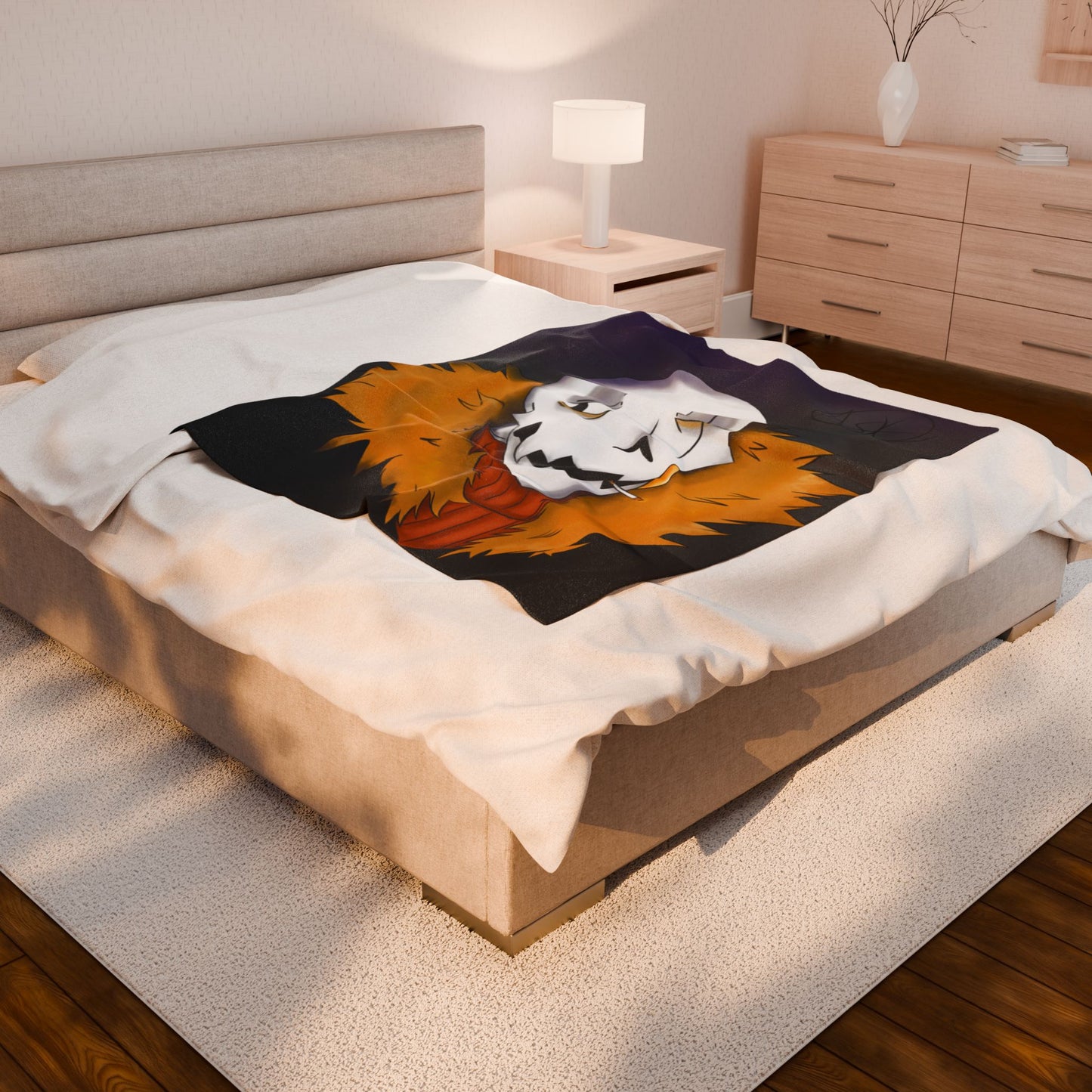Cozy Velveteen Plush Blanket featuring Chill Skull Art, Perfect Gift for Halloween, Cozy Nights, Home Decor, Couch Blanket, Soft Throw