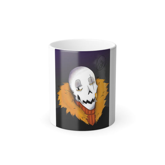 Color Morphing Mug with Skull Design, Handmade Coffee Cup, Unique Gift, Halloween Decor, Magical Color Change Mug, Artisan Drinkware