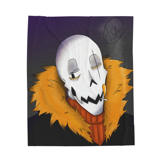 Cozy Velveteen Plush Blanket featuring Chill Skull Art, Perfect Gift for Halloween, Cozy Nights, Home Decor, Couch Blanket, Soft Throw